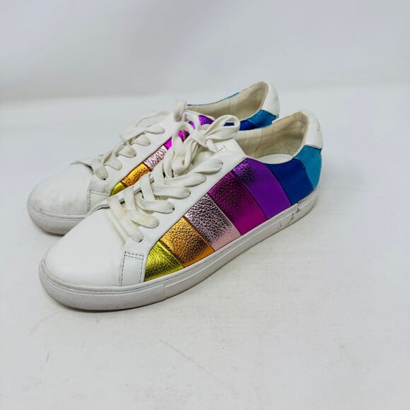Kurt Geiger Metallic Rainbow Striped Women's Athletic Shoes - Picture 11 of 11